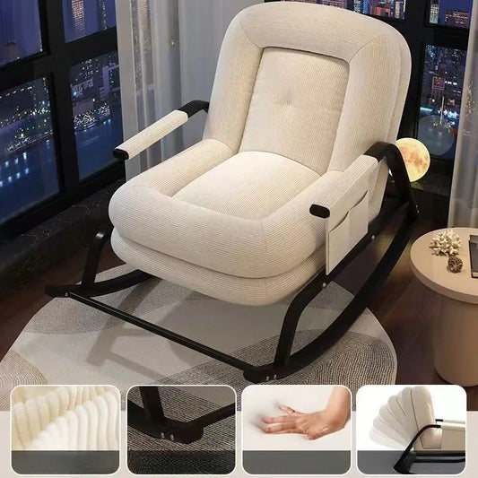 Lazy Rocking Chair Household Living Room Adult Balcony Leisure Bedroom Recliner Single Lazy Sofa Human Rocking Chair Muebles